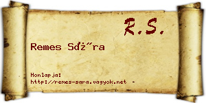 Remes Sára névjegykártya